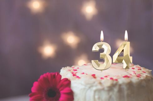 2 inch Gold 34 Birthday Candles, 3D Diamond Number 34th Cake Topper for Boys Girls Birthday Party Decorations Theme Party in Saudi Arabia