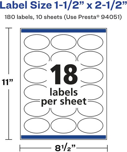 Avery Glossy White Oval Labels with Sure Feed, 1.5" x 2.5", 1,800 Glossy White Labels, Permanent Label Adhesive, Laser/Inkjet Printable Labels in Saudi Arabia