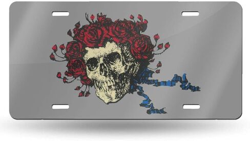 Grate-Ful Dead Skull Art Yard Decorative Car Front License Plate,Vanity Tag,Metal Car Plate,Novelty License Plate,6 X 12 Inch (4 Holes) in Saudi Arabia