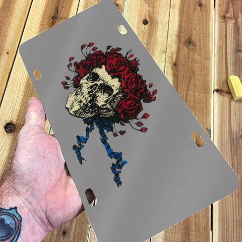 Grate-Ful Dead Skull Art Yard Decorative Car Front License Plate,Vanity Tag,Metal Car Plate,Novelty License Plate,6 X 12 Inch (4 Holes) in Saudi Arabia