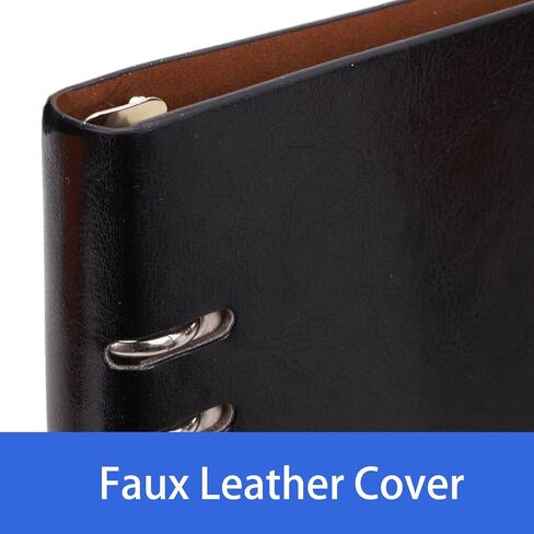2 Pack 6 Ring Binder Refillable PU Leather Notebook Hardcover Journal Notebooks, A5 Leather Notebook Binder, Loose Leaf Notebook for Work Business Office Diary (Black) in Saudi Arabia