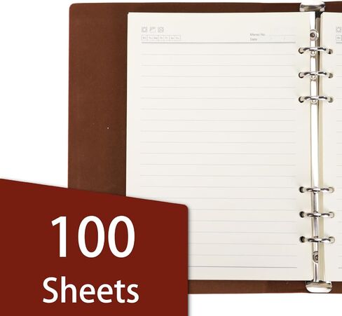 2 Pack 6 Ring Binder Refillable PU Leather Notebook Hardcover Journal Notebooks, A5 Leather Notebook Binder, Loose Leaf Notebook for Work Business Office Diary (Black) in Saudi Arabia