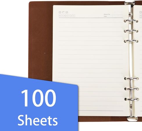 2 Pack 6 Ring Binder Refillable PU Leather Notebook Hardcover Journal Notebooks, A5 Leather Notebook Binder, Loose Leaf Notebook for Work Business Office Diary (Black) in Saudi Arabia