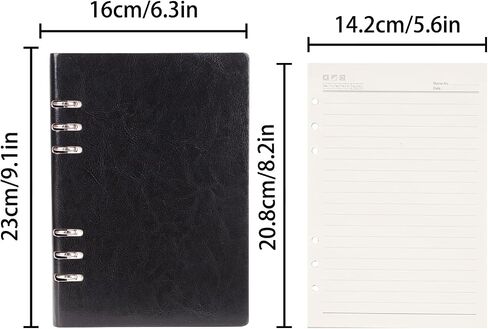 2 Pack 6 Ring Binder Refillable PU Leather Notebook Hardcover Journal Notebooks, A5 Leather Notebook Binder, Loose Leaf Notebook for Work Business Office Diary (Black) in Saudi Arabia