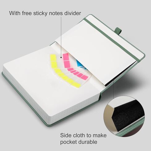 HIUKOOKA Bullet Dotted Journal-A5 Dot Grid Notebook 320 Pages,100gsm Thick Dotted Paper,Leather Hardcover Notebook for work with inner Pocket,5.75x8.35 inches journals for Writing,Drawing Yellow in Saudi Arabia