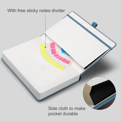 HIUKOOKA Bullet Dotted Journal-A5 Dot Grid Notebook 320 Pages,100gsm Thick Dotted Paper,Leather Hardcover Notebook for work with inner Pocket,5.75x8.35 inches journals for Writing,Drawing Yellow in Saudi Arabia