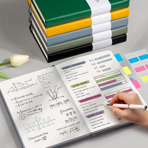 HIUKOOKA Bullet Dotted Journal-A5 Dot Grid Notebook 320 Pages,100gsm Thick Dotted Paper,Leather Hardcover Notebook for work with inner Pocket,5.75x8.35 inches journals for Writing,Drawing Yellow in Saudi Arabia
