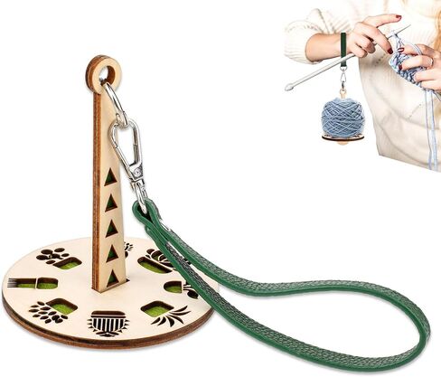 Molain Wrist Yarn Holder, Portable Yarn Ball Minder Stand with Leather Wristband Yarn Minder Yarn Storage Wooden Yarn Holder for Knitting Crocheting Craft Lover (Colorful) in Saudi Arabia