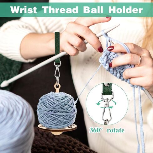 Molain Wrist Yarn Holder, Portable Yarn Ball Minder Stand with Leather Wristband Yarn Minder Yarn Storage Wooden Yarn Holder for Knitting Crocheting Craft Lover (Colorful) in Saudi Arabia