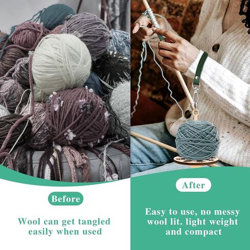Molain Wrist Yarn Holder, Portable Yarn Ball Minder Stand with Leather Wristband Yarn Minder Yarn Storage Wooden Yarn Holder for Knitting Crocheting Craft Lover (Colorful) in Saudi Arabia