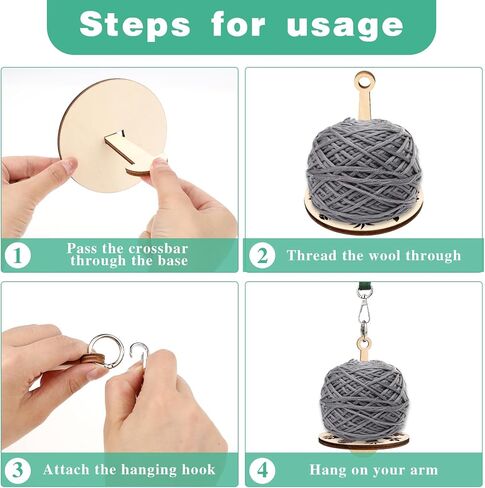 Molain Wrist Yarn Holder, Portable Yarn Ball Minder Stand with Leather Wristband Yarn Minder Yarn Storage Wooden Yarn Holder for Knitting Crocheting Craft Lover (Colorful) in Saudi Arabia