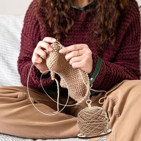 Molain Wrist Yarn Holder, Portable Yarn Ball Minder Stand with Leather Wristband Yarn Minder Yarn Storage Wooden Yarn Holder for Knitting Crocheting Craft Lover (Colorful) in Saudi Arabia
