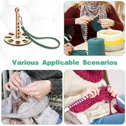 Molain Wrist Yarn Holder, Portable Yarn Ball Minder Stand with Leather Wristband Yarn Minder Yarn Storage Wooden Yarn Holder for Knitting Crocheting Craft Lover (Colorful) in Saudi Arabia