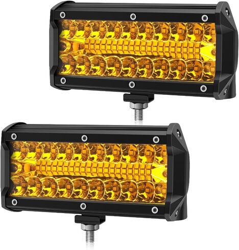 شريط إضاءة LED مقاس 7 بوصات من وينباور، 240 وات 24000 لومين، مجموعة من شعاع الفيضانات، أضواء على الطرق الوعرة، مصابيح ضباب للقيادة، ضوء عمل لشاحنة بيك اب ATV UTV، قارب SUV، أصفر in Kuwait