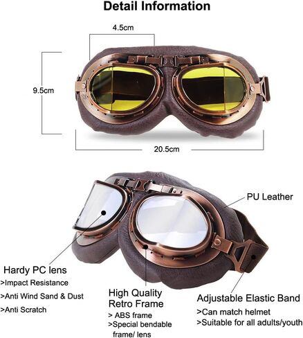 Retro Motorcycle Goggles Vintage Pilot Glasses for Harley ATV Bike Cruiser Scooter Goggles in Saudi Arabia