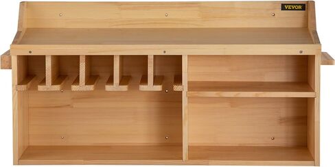 VEVOR Power Tool Organizer, Wall Mount/Benchtop Drill Holder, 5 Hanging Slots Drill Charging Station, 4-Shelf Cordless Drill Storage, Polished Wooden Toolbox for Saw, Wrench, Screwdriver Drill in Saudi Arabia