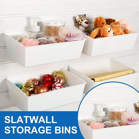 6 Pcs 13 x 9.7 x 4.3 in Large Slat Wall Bins PVC Slatwall Containers Plastic Stackable Storage Bins Slatwall Organizer Bins for Slatwall Garage Accessories for Hardware Tool Storage Organizing(White) in Saudi Arabia