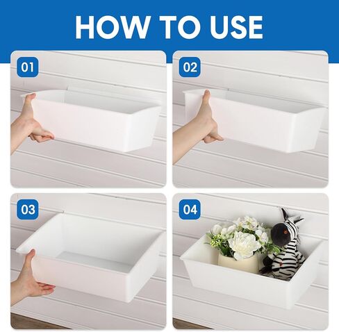 6 Pcs 13 x 9.7 x 4.3 in Large Slat Wall Bins PVC Slatwall Containers Plastic Stackable Storage Bins Slatwall Organizer Bins for Slatwall Garage Accessories for Hardware Tool Storage Organizing(White) in Saudi Arabia