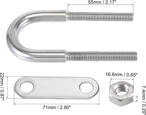 uxcell Round U-Bolt 1.5"(38mm) Fit Rod Size 112mm Length 304 Stainless Steel M10 with Nuts, Plates in Saudi Arabia