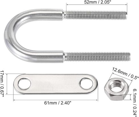 uxcell Round U-Bolt 1.5"(38mm) Fit Rod Size 112mm Length 304 Stainless Steel M10 with Nuts, Plates in Saudi Arabia