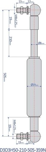 Bansbach – 20 inch (505mm) High Temp Seal Gas Spring, Force 359N (80lb) in Saudi Arabia