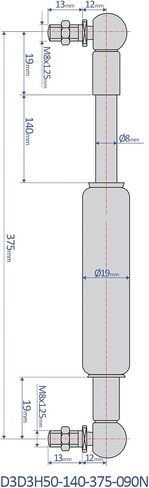 Bansbach – 20 inch (505mm) High Temp Seal Gas Spring, Force 359N (80lb) in Saudi Arabia