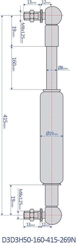 Bansbach – 20 inch (505mm) High Temp Seal Gas Spring, Force 359N (80lb) in Saudi Arabia