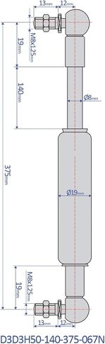 Bansbach – 20 inch (505mm) High Temp Seal Gas Spring, Force 359N (80lb) in Saudi Arabia