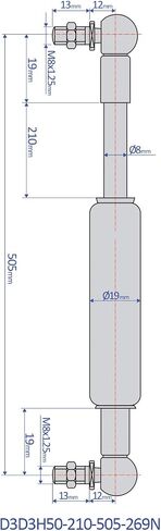 Bansbach – 20 inch (505mm) High Temp Seal Gas Spring, Force 359N (80lb) in Saudi Arabia