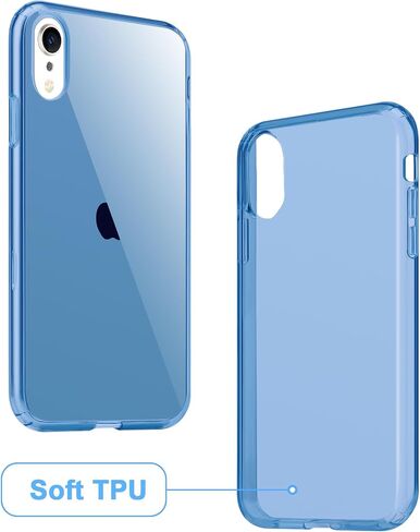 JJGoo Compatible with iPhone XR Case Clear Soft Transparent Shockproof Protective Slim Thin Bumper Phone Cover for XR, Clear Blue in Saudi Arabia