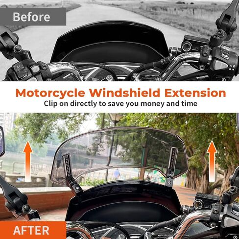 Motoparty Motorcycle Windshield Extension Universal Adjustable Clip on Windscreen extender for Honda Suzuki Kawasaki Yamaha Aprilia Upgrade More Stable Easy to Install (Large,Clear) in Saudi Arabia