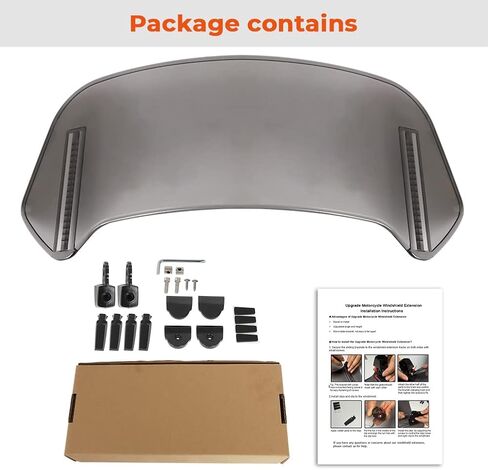Motoparty Motorcycle Windshield Extension Universal Adjustable Clip on Windscreen extender for Honda Suzuki Kawasaki Yamaha Aprilia Upgrade More Stable Easy to Install (Large,Clear) in Saudi Arabia