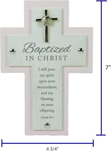Abbey & CA Gift Baptism Mdf Cross W/Filigree Cross Accent W/Easel Back in Saudi Arabia