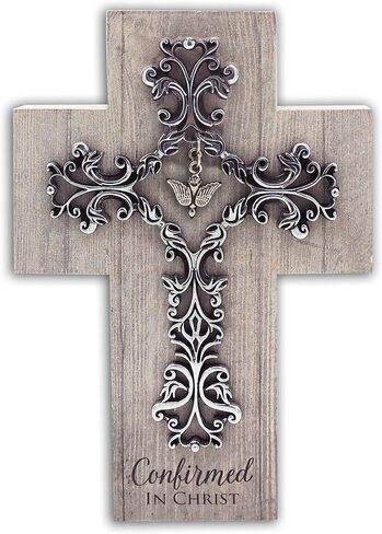 Abbey & CA Gift Baptism Mdf Cross W/Filigree Cross Accent W/Easel Back in Saudi Arabia