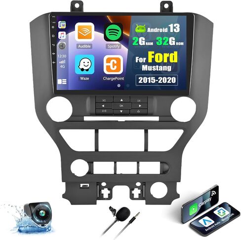[2+32G] Android 13 Car Stereo for Ford Mustang 2015-2020 with Wireless Carplay&Android Auto,9 Inch Car Radio with Mirror Link Bluetooth FM/RDS WiFi GPS Navigation SWC Dual USB+AHD Backup Camera in Saudi Arabia