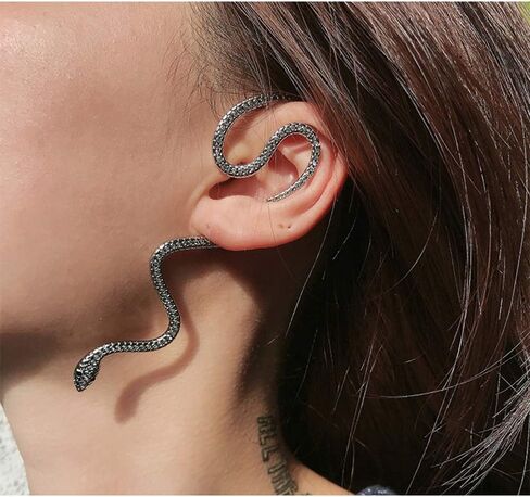 Vintage Gothic Snake CZ Cuff Wrap Crawler Climber Earrings for Women Teenage Girls Personalized Punk Cartilage Clip On No Piercing Cute Animal Crystal Jewelry Gifts for Best Friend Birthday 1 pcs in Saudi Arabia
