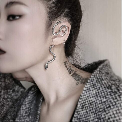 Vintage Gothic Snake CZ Cuff Wrap Crawler Climber Earrings for Women Teenage Girls Personalized Punk Cartilage Clip On No Piercing Cute Animal Crystal Jewelry Gifts for Best Friend Birthday 1 pcs in Saudi Arabia