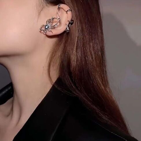 Spider Ear Cuff for Women Halloween Spider Earrings Spider Earrings Gothic Earrings Punk Earrings Non Pierced Earrings Halloween Costume Cosplay Jewelry for Girls in Saudi Arabia