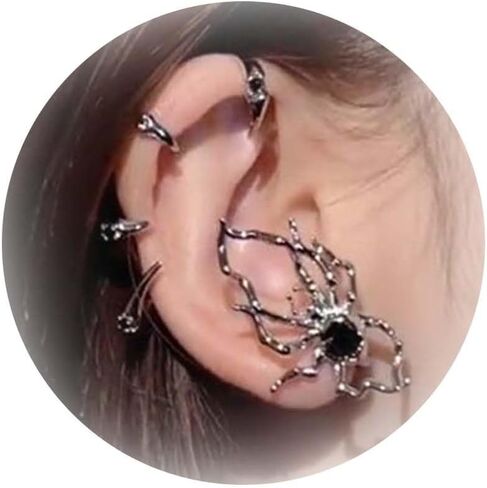 Spider Ear Cuff for Women Halloween Spider Earrings Spider Earrings Gothic Earrings Punk Earrings Non Pierced Earrings Halloween Costume Cosplay Jewelry for Girls in Saudi Arabia