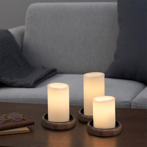 Wood Candle Holder Farmhouse Decor, Wooden Pillar Candles Tray for Table Centerpiece Small Decorative Tray Riser, Round Wooden Plate Pedestal Stand for Coffee Table Home Living Room, 2 Pack in Saudi Arabia