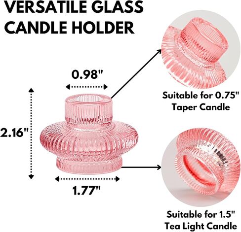 Glass Candle Holders, Set of 6 Taper Candle Holders, Tea Light Candle Holders, Candlestick Holders, Stackable Glass Candle Holders for Table Centerpiece, Thanksgiving, Christmas(Amber) in Saudi Arabia