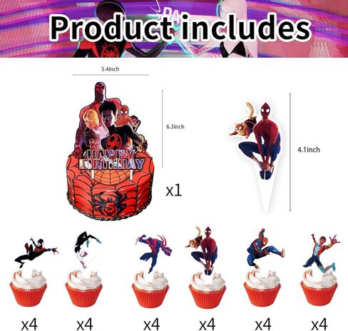 25 قطعة من زينة عيد الميلاد من مايلز موراليس على شكل عنكبوت لحفلات الكيك من أجل لوازم حفلات العنكبوت الأسود in Kuwait