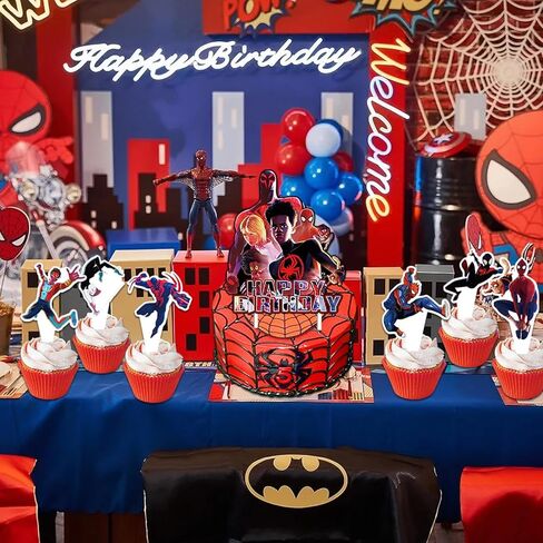 25 قطعة من زينة عيد الميلاد من مايلز موراليس على شكل عنكبوت لحفلات الكيك من أجل لوازم حفلات العنكبوت الأسود in Kuwait