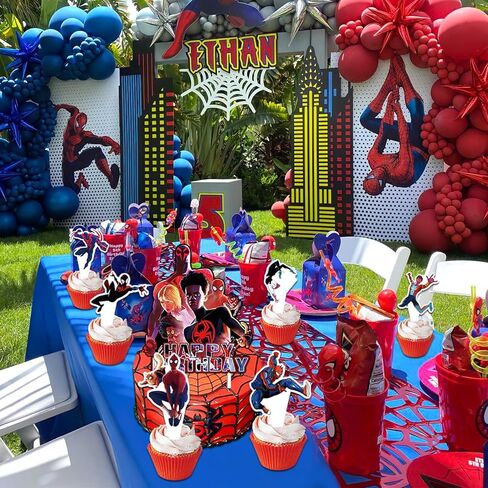 25 قطعة من زينة عيد الميلاد من مايلز موراليس على شكل عنكبوت لحفلات الكيك من أجل لوازم حفلات العنكبوت الأسود in Kuwait