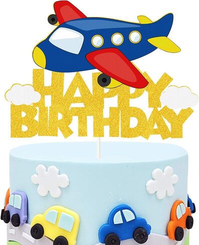 Glitter Building Truck Happy Birthday Cake Topper, Construction Truck Cake Decor, Happy Birthday Vehicle Theme Party Decorations for Baby Shower or Kids Birthday Party Decor Supplies in Kuwait