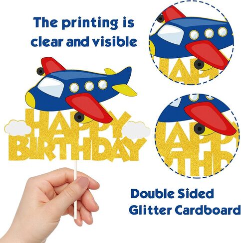 Glitter Building Truck Happy Birthday Cake Topper, Construction Truck Cake Decor, Happy Birthday Vehicle Theme Party Decorations for Baby Shower or Kids Birthday Party Decor Supplies in Kuwait