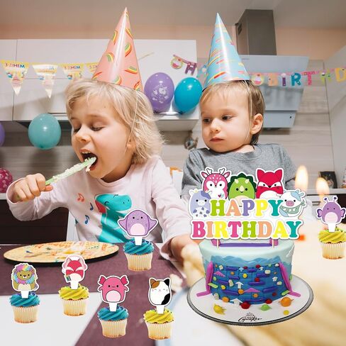 25Pcs Squishmallow Cake Decorations with 24pcs Cupcake Toppers, 1pcs Big Cake Topper for Squishmallow Birthday Party Supplies in Saudi Arabia