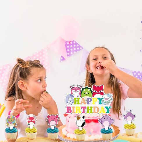25Pcs Squishmallow Cake Decorations with 24pcs Cupcake Toppers, 1pcs Big Cake Topper for Squishmallow Birthday Party Supplies in Saudi Arabia