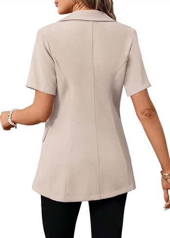 Blazers Jackets for Women 2024 Summer Short Sleeve Business Casual Outfits Lapel Button Work Office Suit Blazer in Kuwait