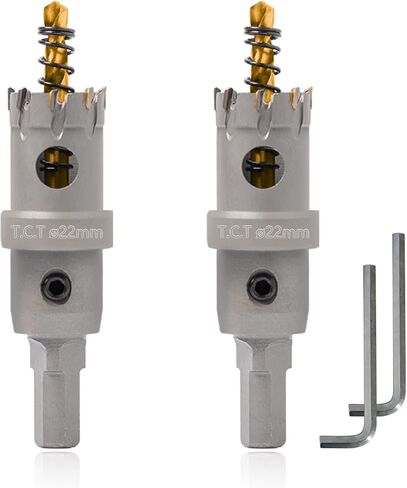 منشار ثقب 5/8 بوصة (16 مم) من كربيد شديد التحمل مكون من قطعتين من كربيد التنجستن لقص الثقب من الفولاذ المقاوم للصدأ والفولاذ الطري والحديد والنحاس والنحاس والبلاستيك لقم الثقب التجريبية المطلية بالتيتانيوم in Kuwait